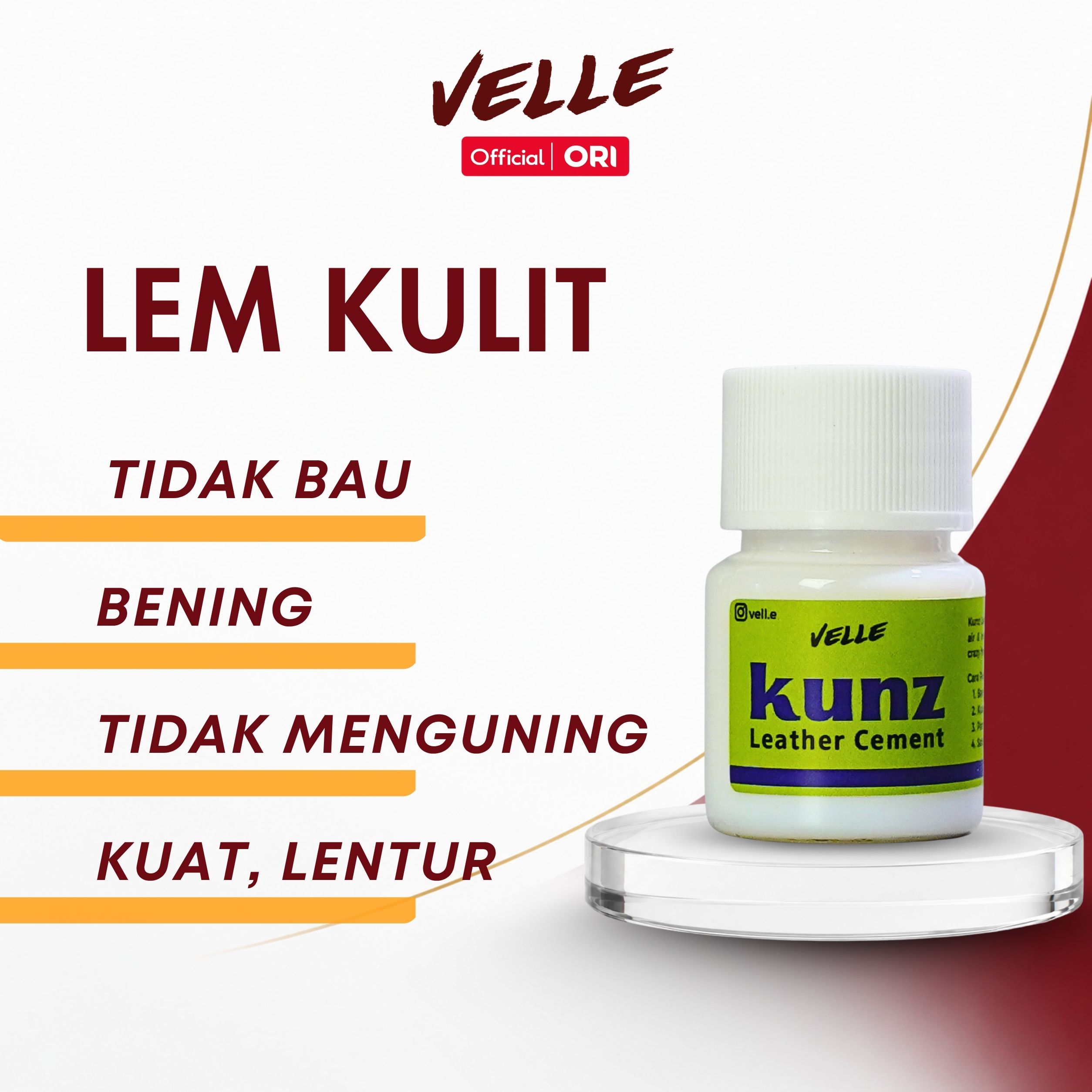 Kunz Leather Cement - Lem Kulit, Leather Glue Permanen ke Tas, Sepatu, Dompet, Craft Adhesive