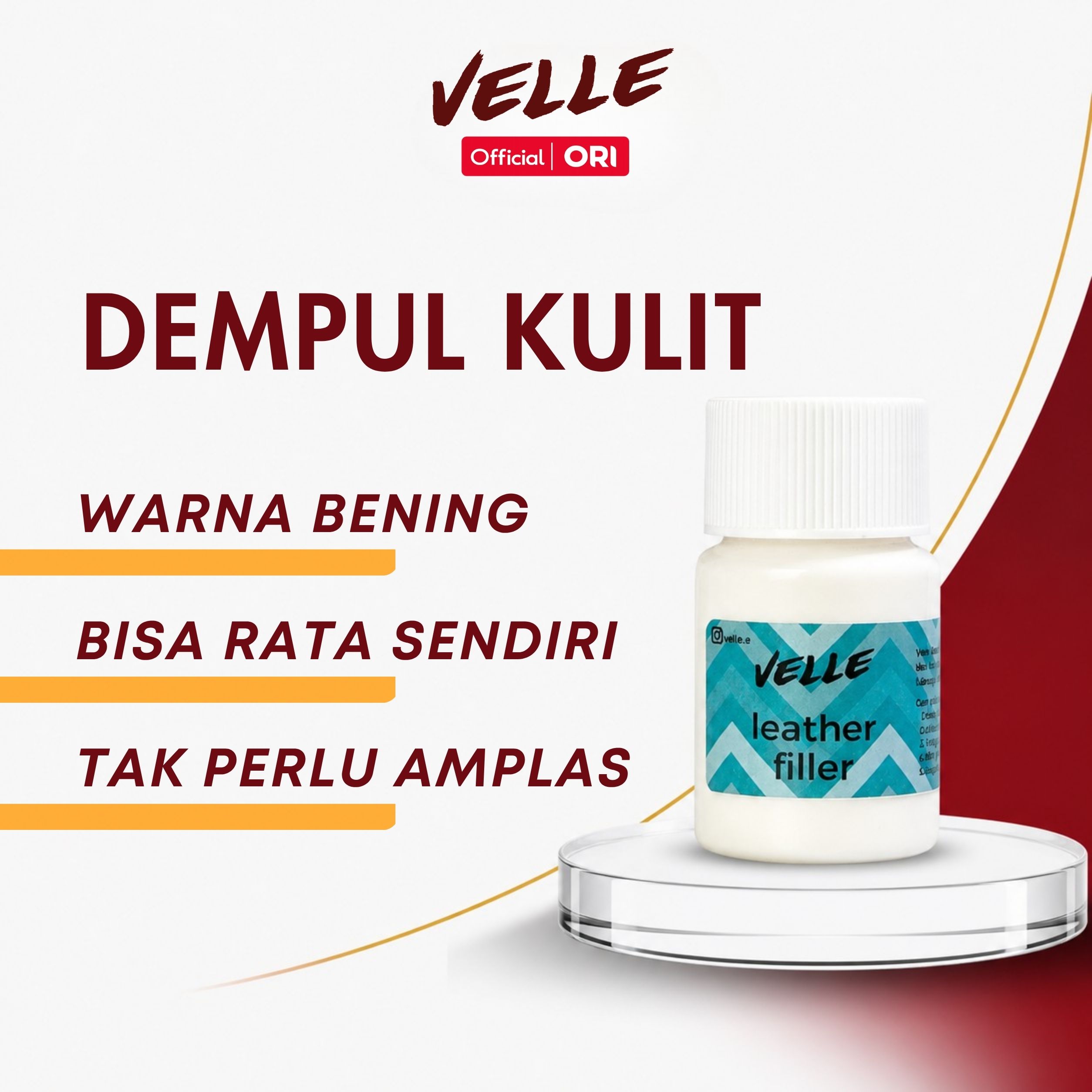 Velle Fabio Dempul Kulit, Leather Filler, Repair ke Kulit Sepatu, Tas, Sofa, Jok
