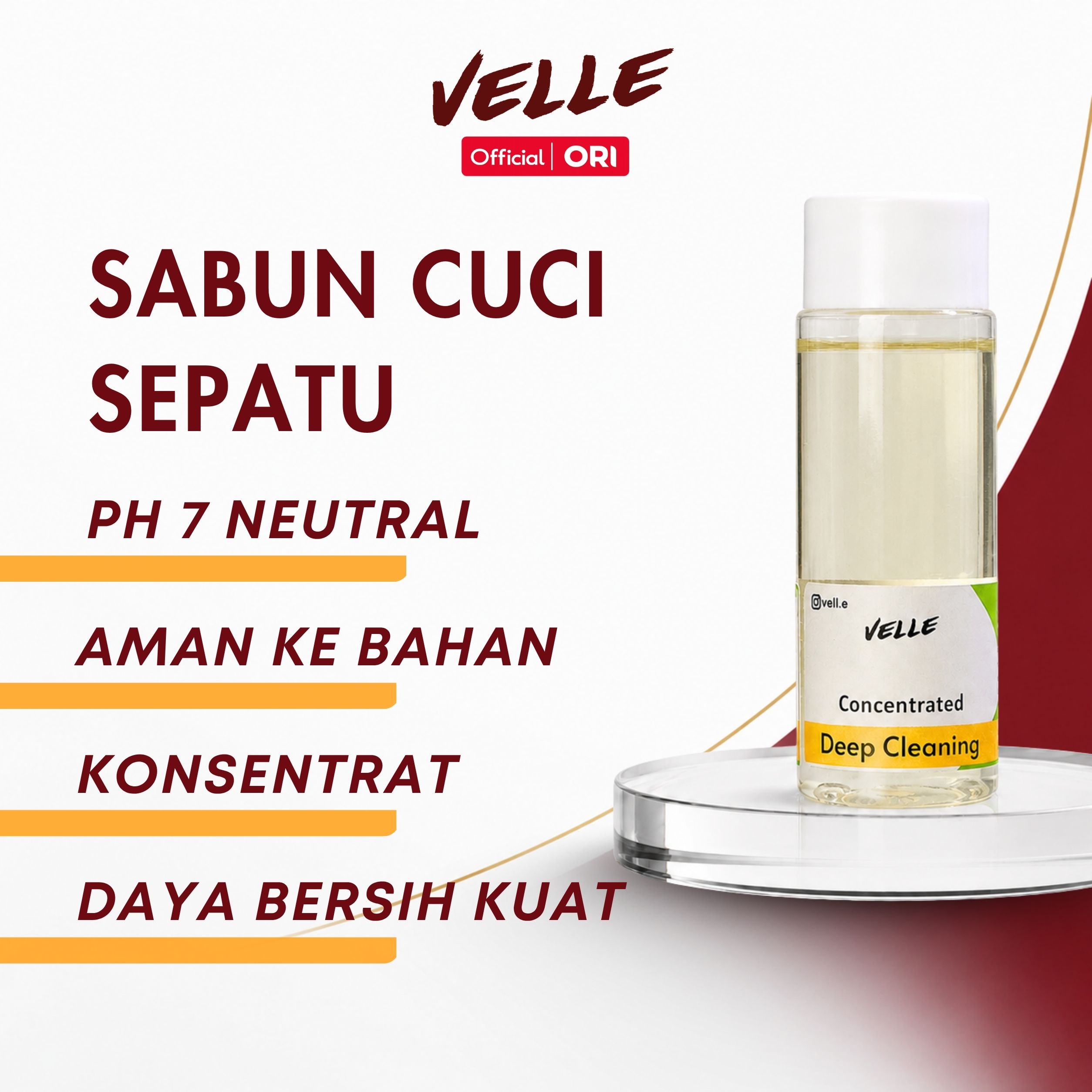 Velle Deep Cleaning, Sabun Cuci Sepatu Konsentrat, pH Netral, Aman Semua Material