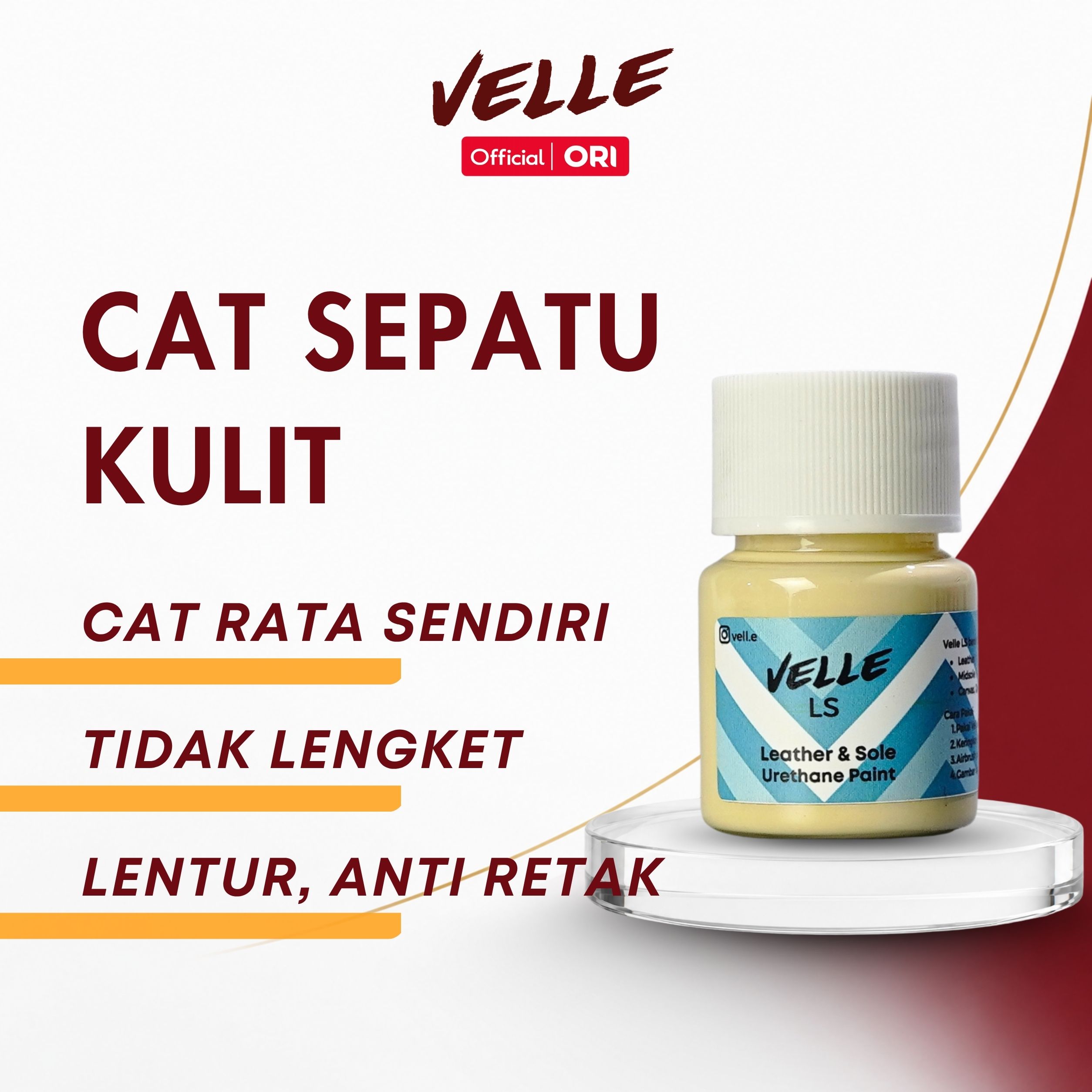 Velle LS - Cat Sepatu Kulit dan Sol, Leather Paint Permanen