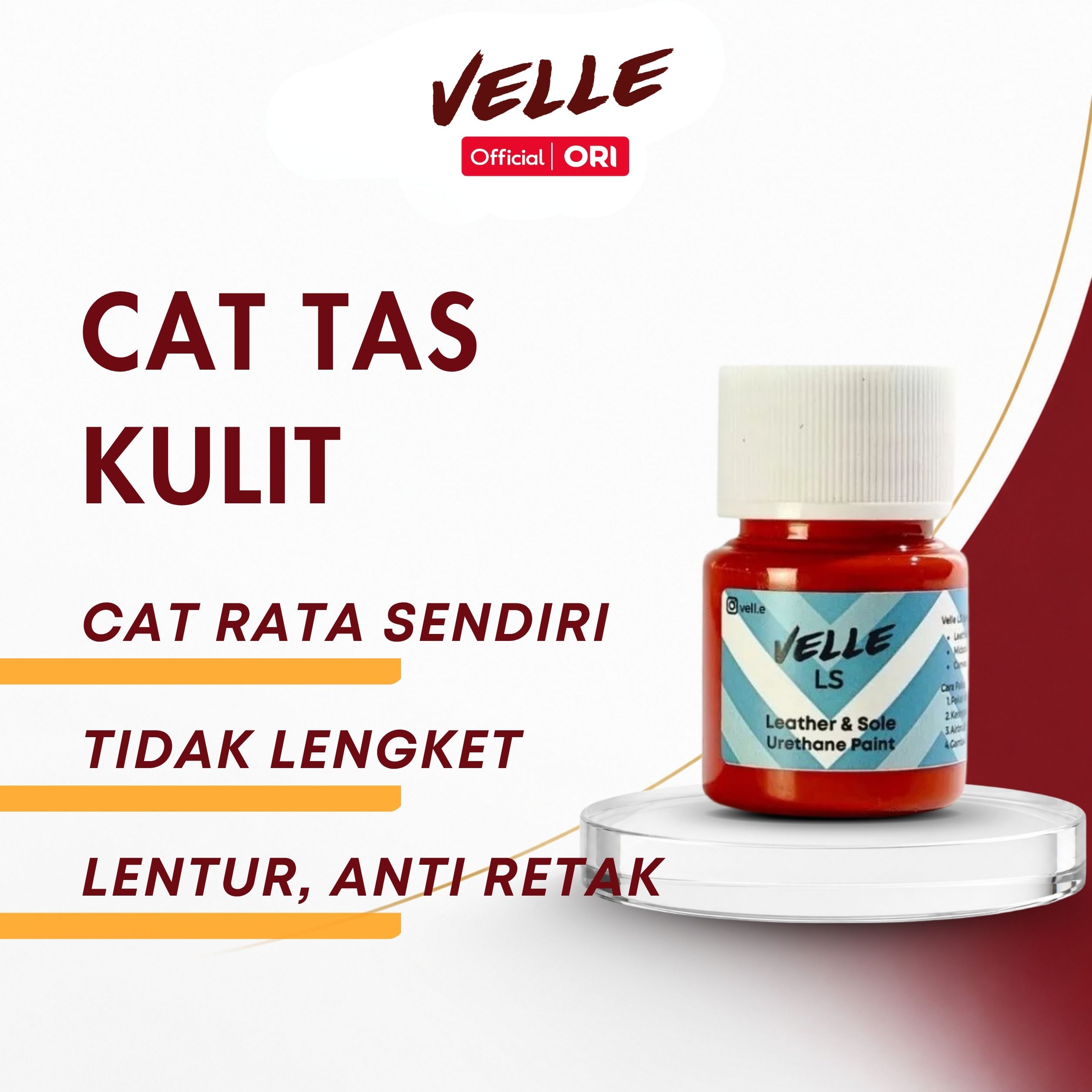 Velle LS - Cat Sepatu Kulit dan Sol, Leather Paint Permanen