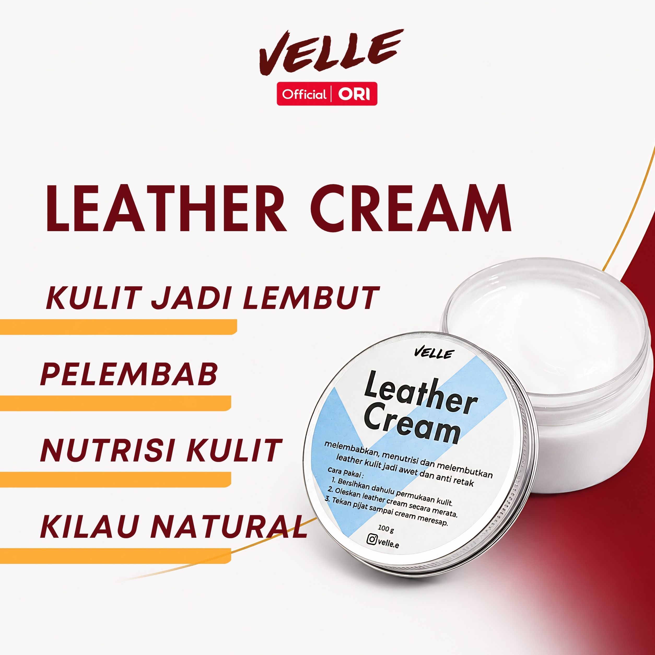 Velle Leather Shine Protect - Pengkilap & Pelindung Tas Kulit, Efek Waterproof
