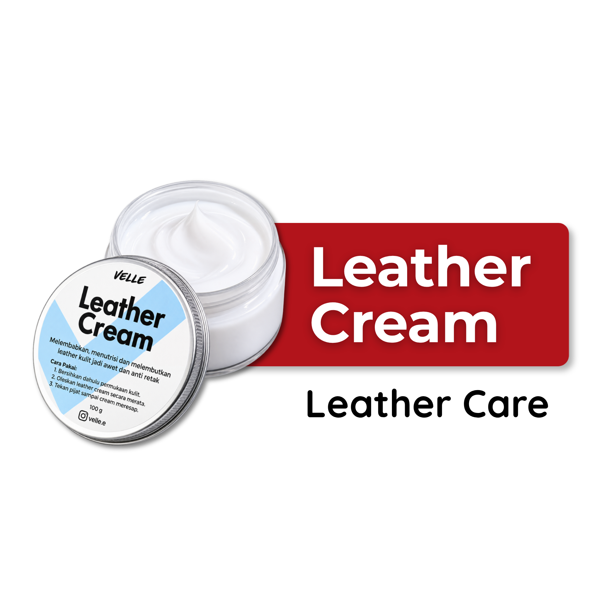 Velle Leather Cream – Krim Perawatan Kulit untuk Melembapkan, Melembutkan & Menjaga Kondisi Tas, Sepatu & Jaket