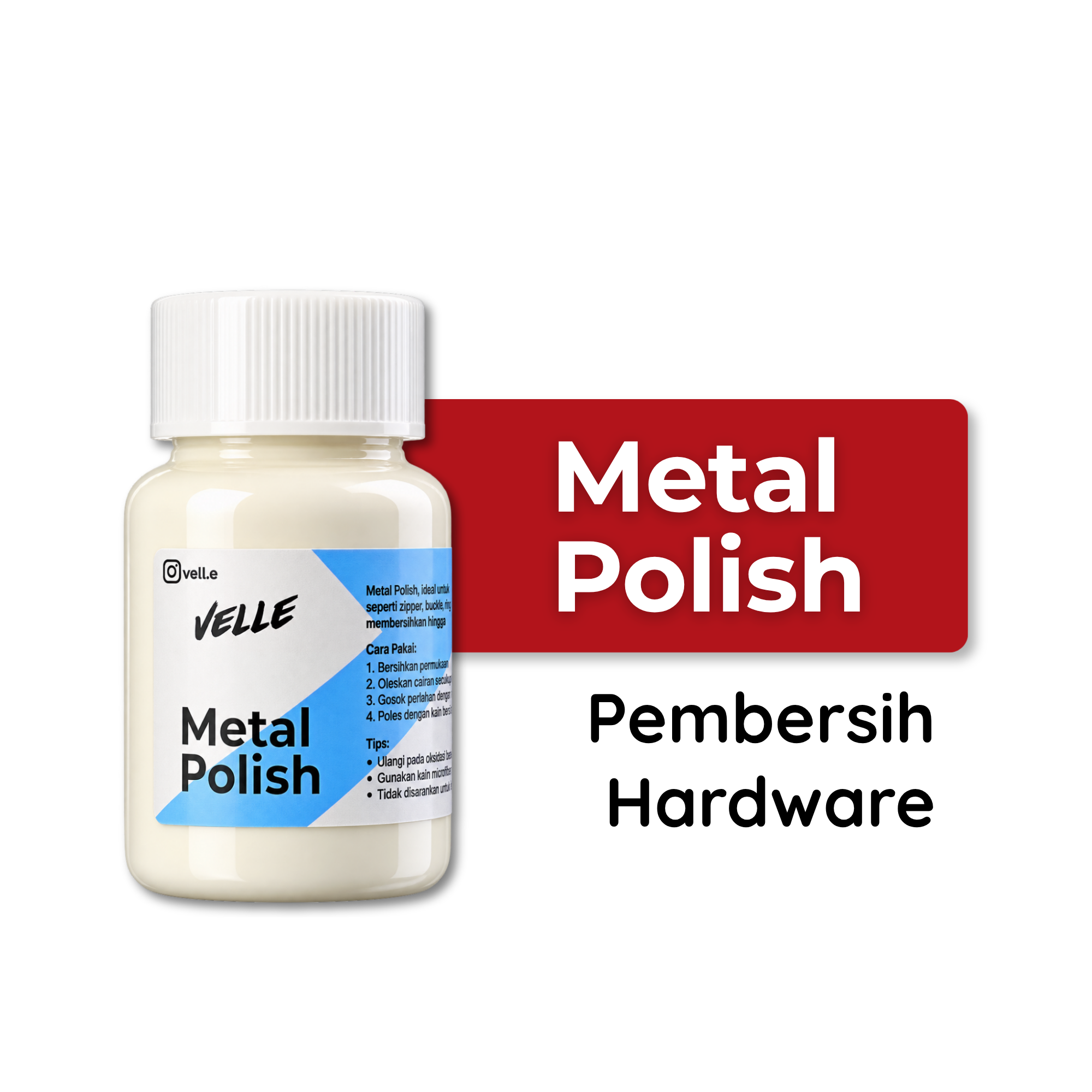 Velle Metal Polish Cream – Pembersih & Pengkilap Hardware Tas, Rantai, Ring & Aksesori Logam
