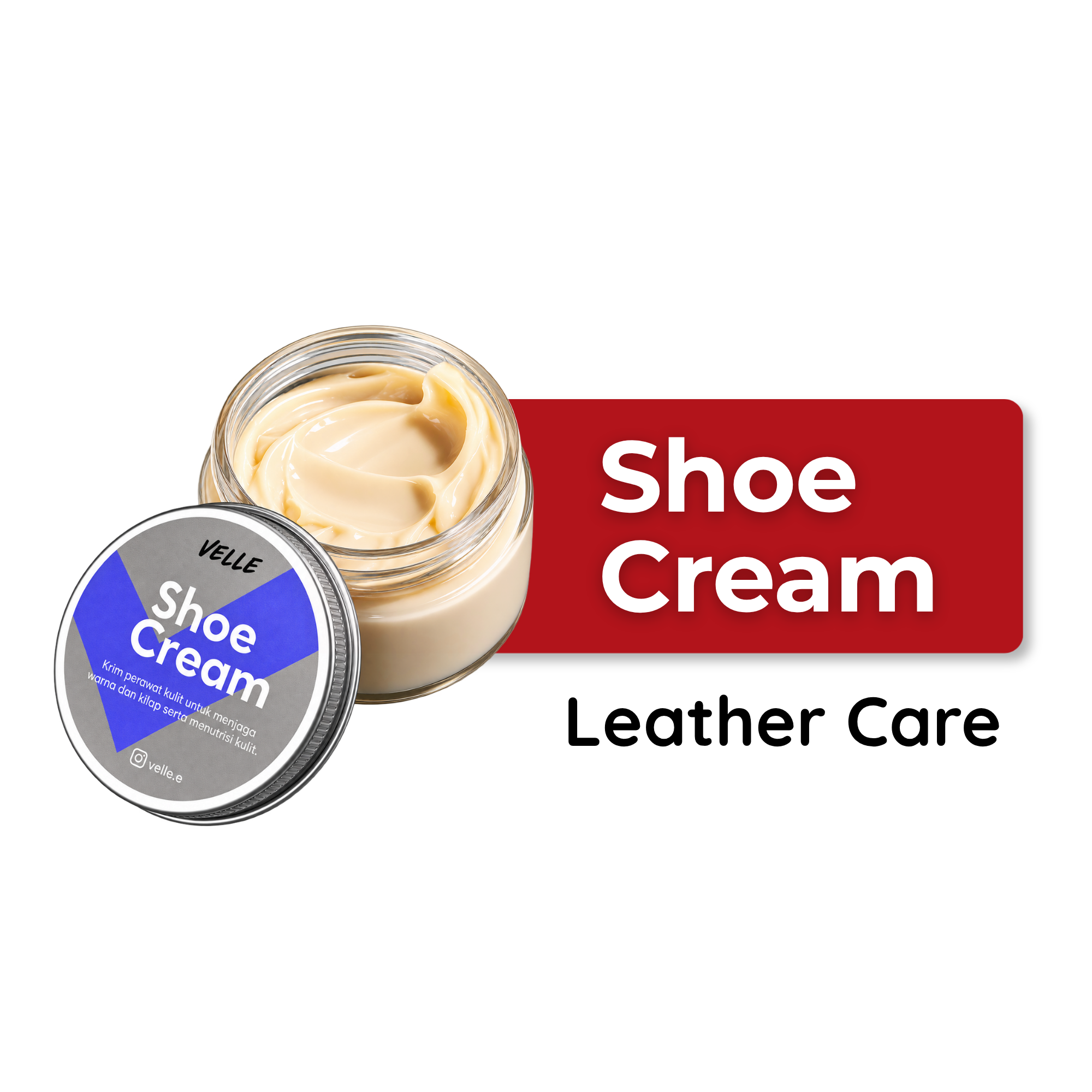 Velle Shoe Cream – Shoe Polish & Leather Care untuk Perawatan Sepatu Kulit dengan Kilap Satin Natural